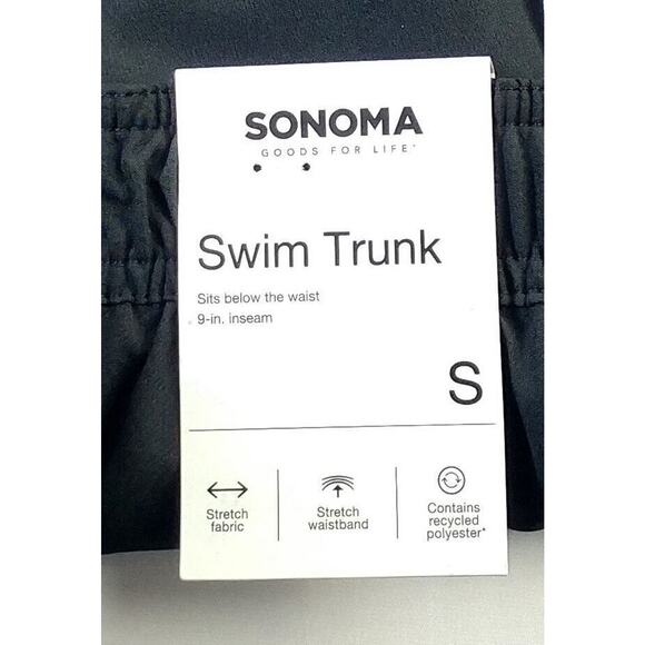 Sonoma Goods For Life Swim Board Shorts Men's Small Black Drawstring Waist Lined - Picture 5 of 8